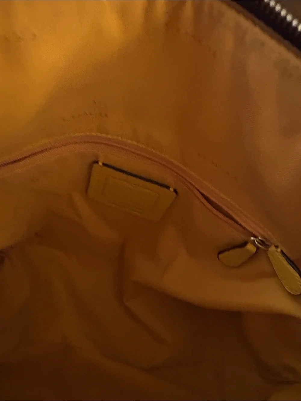 Coach Brown Signature Tote with Black Straps and Yellow Taxi Patch